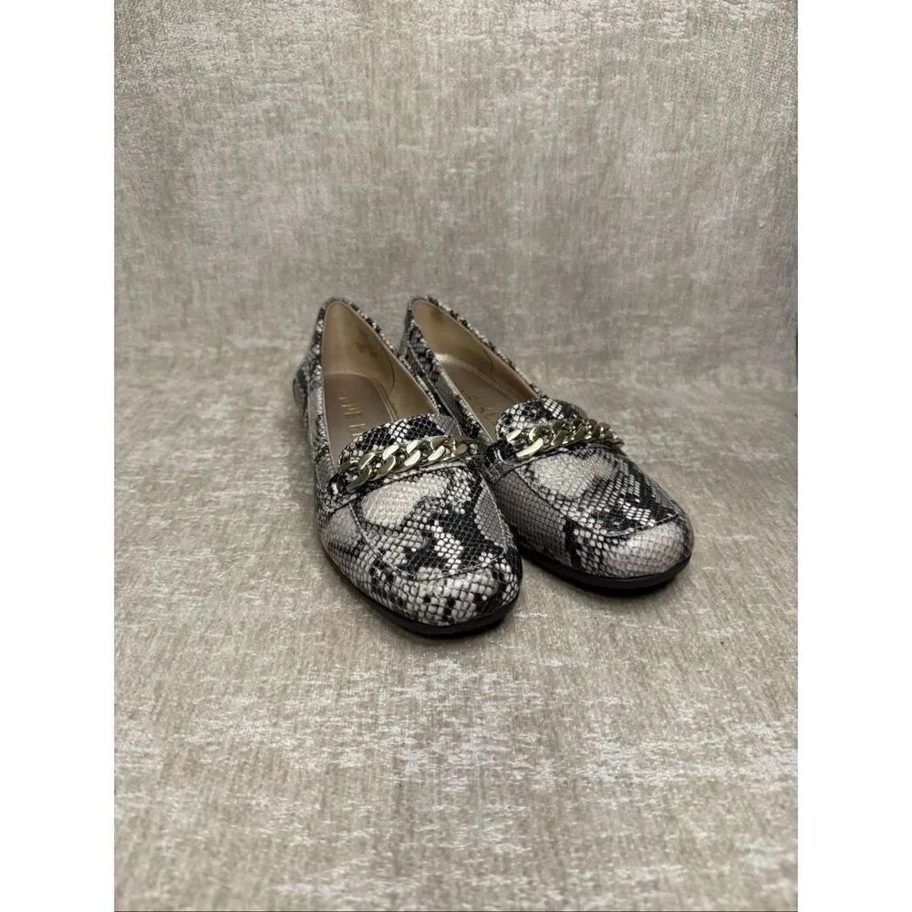 Anne Klein Women's Snake Print Iflex Valisity Loafers Shoes Gray Size 6.5 NWOT